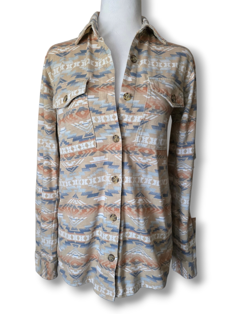 Wallflower Aztec Print Button-Up Shacket - Size Small